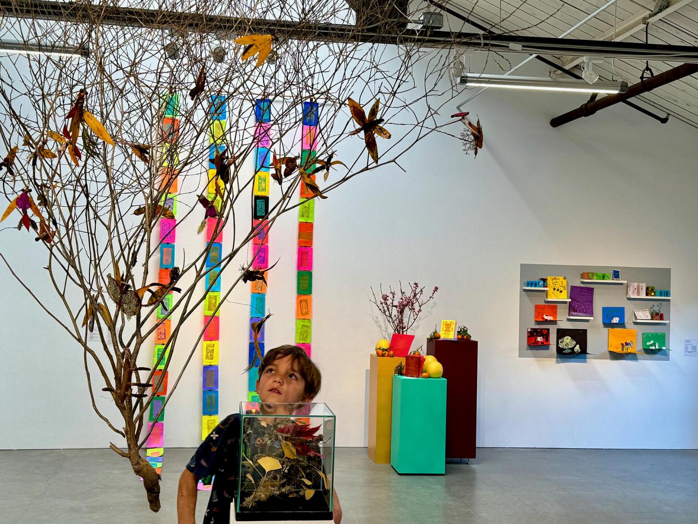 Child looking at artwork